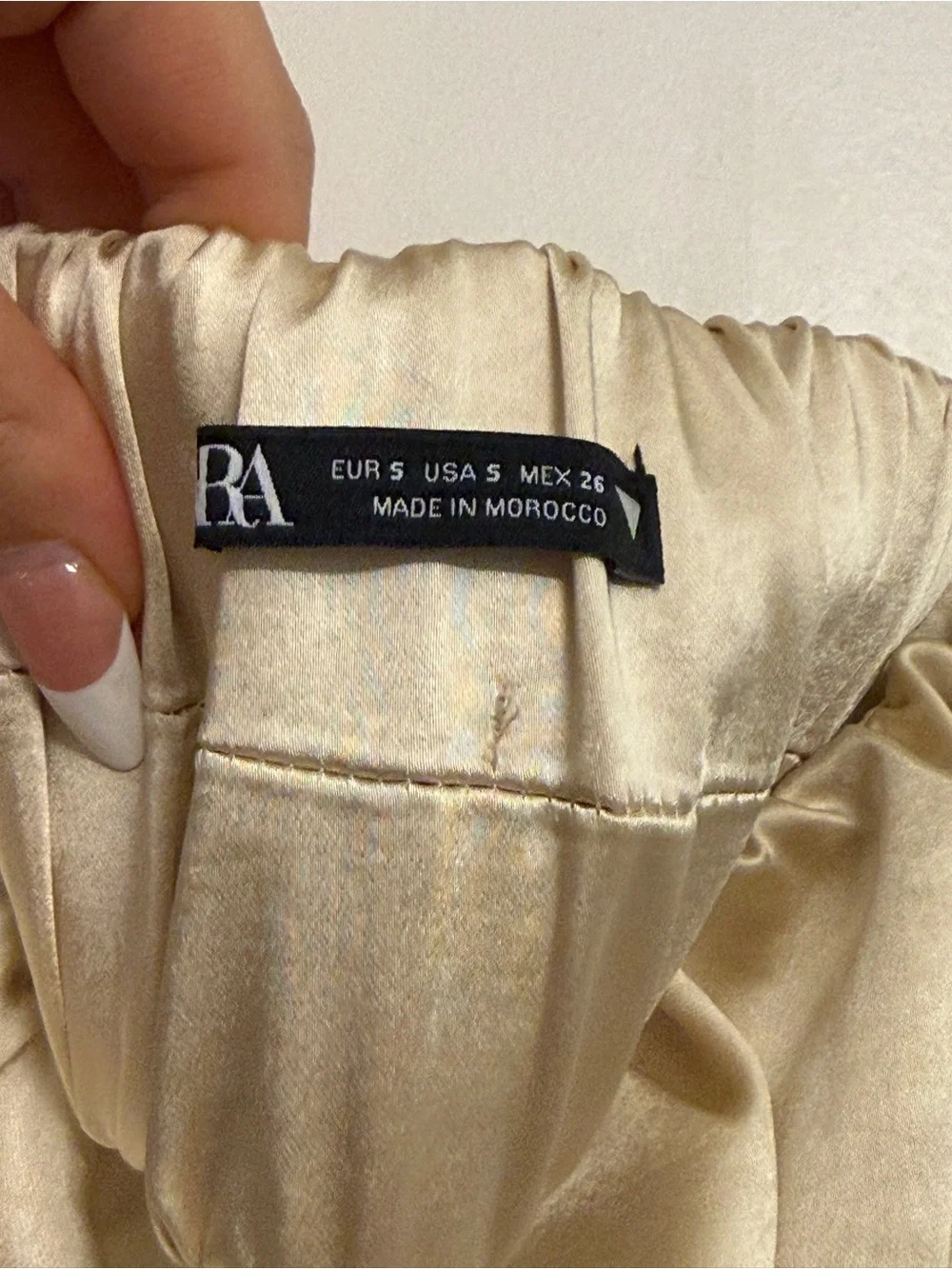 Zara Satin Cropped Spaghetti-Strap Top - Cream